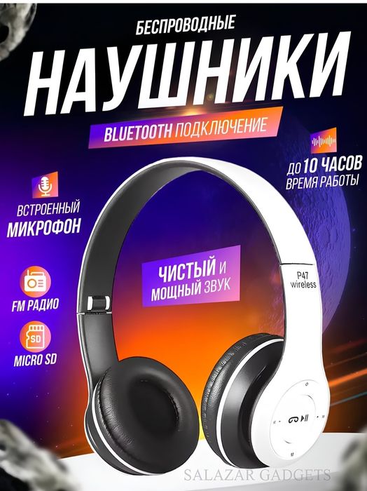 Simsiz quloqchinlar P47 Bluetooth 5.0 yigilivchan mikrafon blan