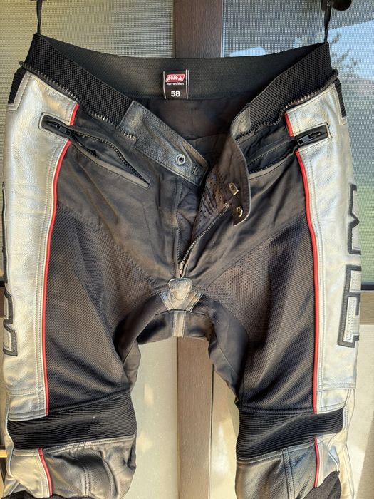Set geaca + pantaloni piele moto FLM , marimea 58