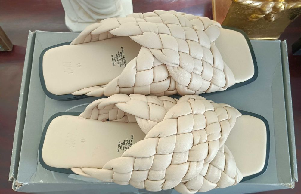 H&M дамски чехли 100% естествена кожа Нови с етикет