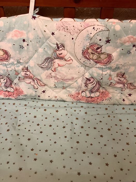 Кроватка детская деревянная. Матрас. Наматрасник. Бортики.