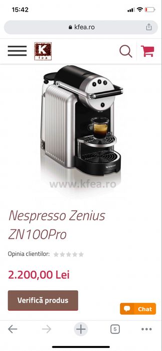 Aparat de cafea profesional Nespresso Zenius