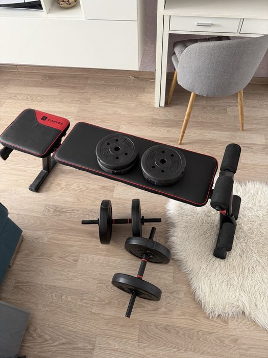 Banca exercitii + gantere