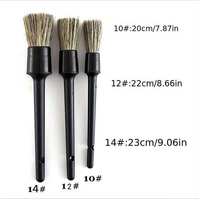 Комплект от 3бр четки за детайлинг с естествен косъм от глиган