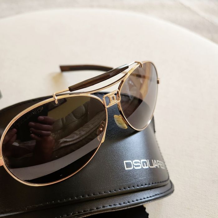 Dsquared2 слънчеви очила aviator метални унисекс големи зелени златист