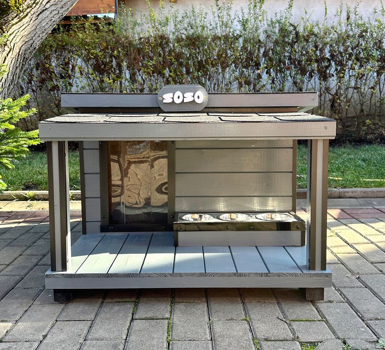 Cușcă de câine PREMIUM cu terasă  izolată, cu sau fără încălzire