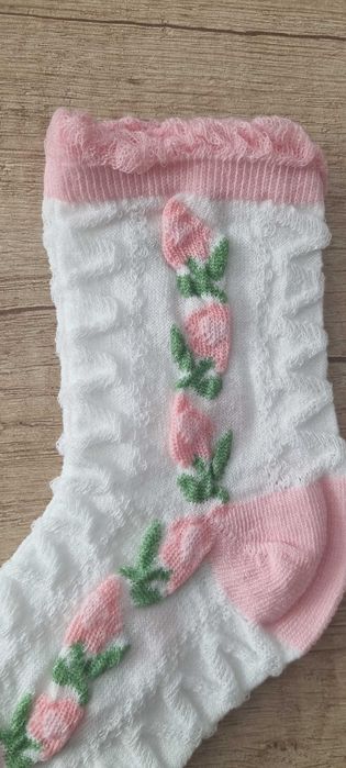 5 бр. елегантни дамски бели чорапки с цветя, one size