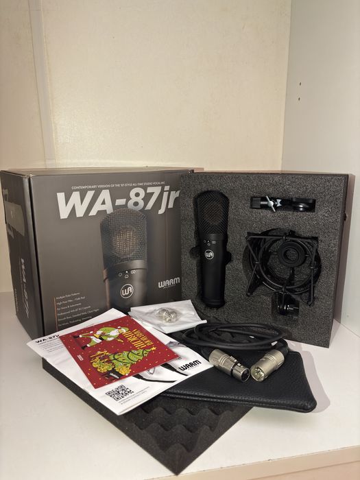 Microfon condensator Warm Audio WA-87 Jr Negru pentru studio NOU cu Garantie 2028 + cablu Proel + stativ Millenium
