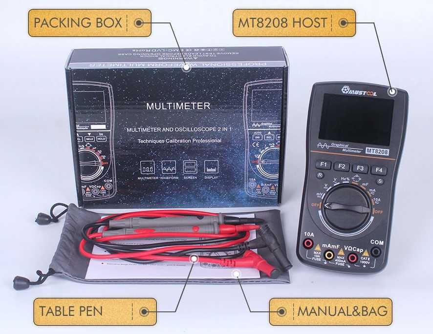 Osciloscop si multimetru 2 in 1 MT8208, NOU