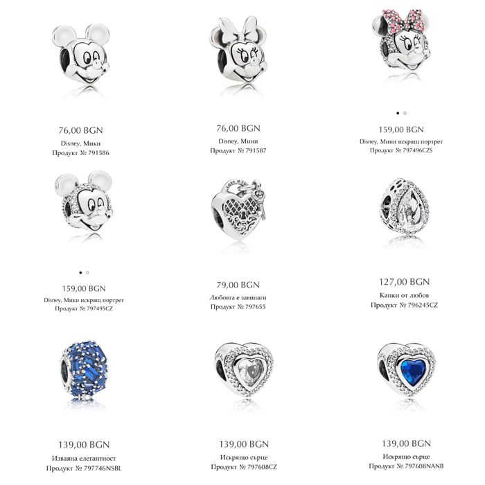 Сребърни ТАЛИСМАНИ и ГРИВНИ Пандора Pandora