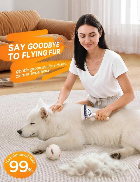 Четка за кучета FEELNEEDY за груминг, двустранна, акумулаторна, IPX6