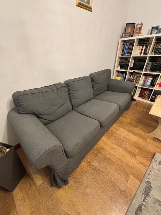 Canapea IKEA EKTORP 3 locuri, huse detasabila Hakebo gri inchis