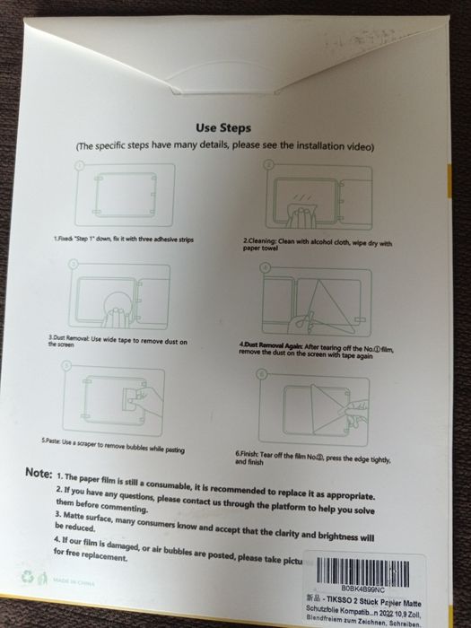 Folie Paperlike pentru Apple iPad 10.9" (2022) – Mată, 2 buc. – Nouă