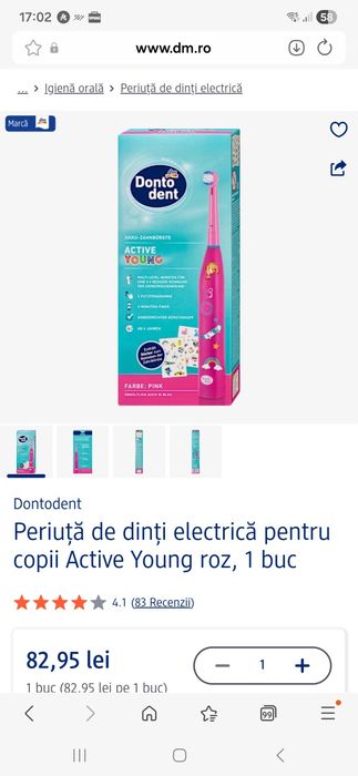 Periuta de dinti electrica copii Donto Dent, cu incarcator la priza