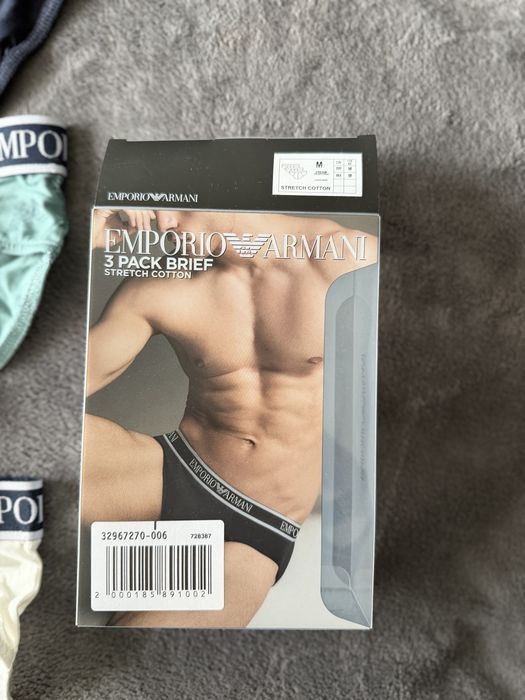 Emporio Armani set 3 chiloti alb-bleumarin-verde marimea M noi