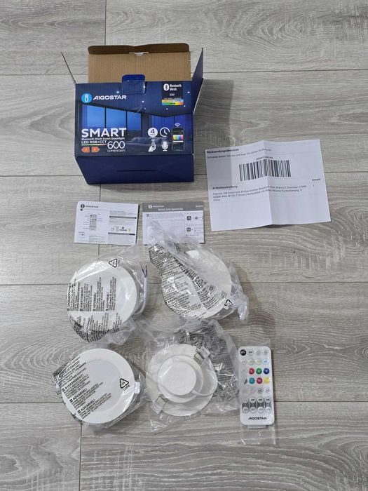 Spoturi încastrate LED Aigostar RGB+CCT – Smart, IP44, 4 bucăți