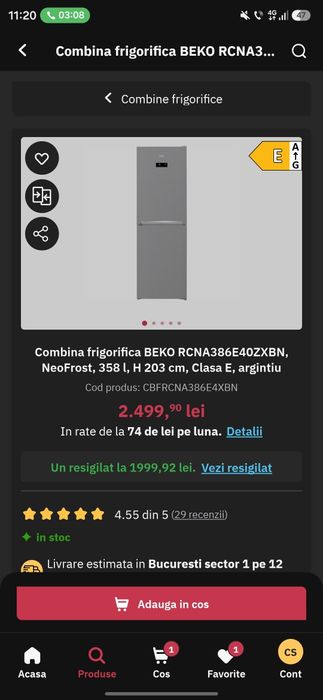Vand frigider  Beko