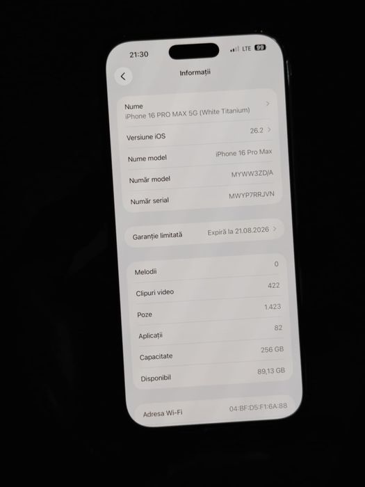Vand iphone 16 pro max