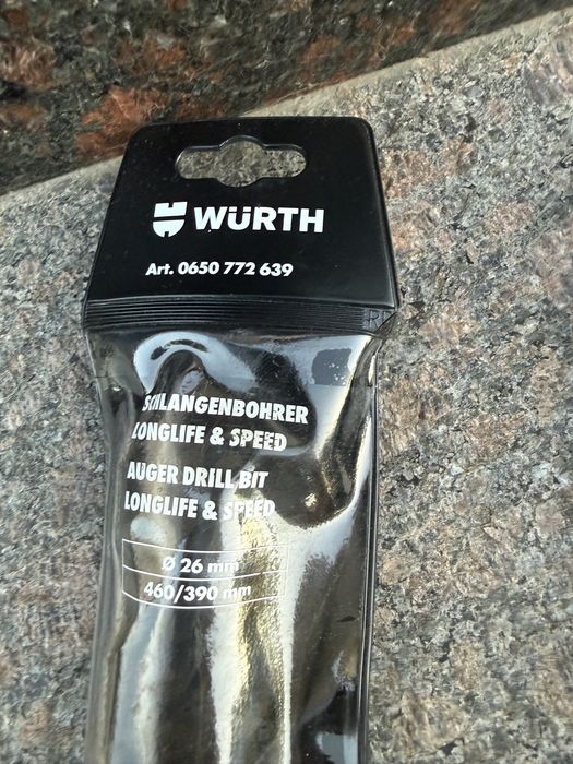 Burghiu WURTH cu spirală, durată lungă de viață și viteză DRLBIT-AUGER-LS-HEX-26X390M