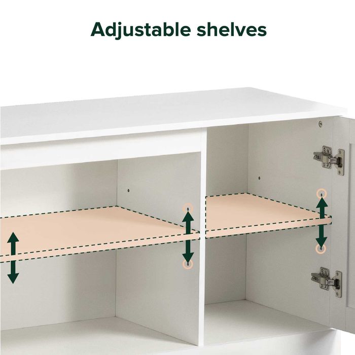 Comoda tv alb ZINUS , inchidere soft-close ,Lichidare stoc