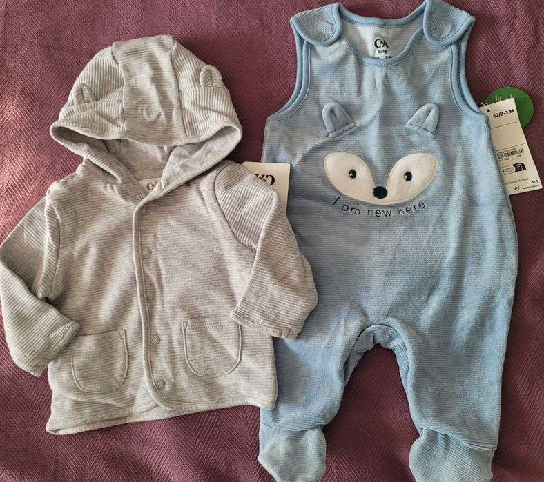 Cardigan Cocodrillo, caciula CandA, Lot haine bebe marime 56, marime62