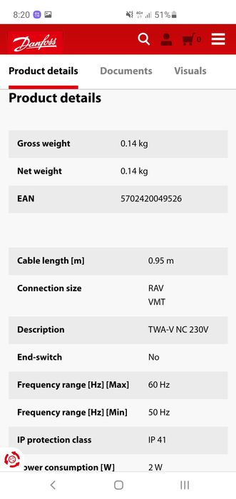 Danfos  Actuator termic  088H3122