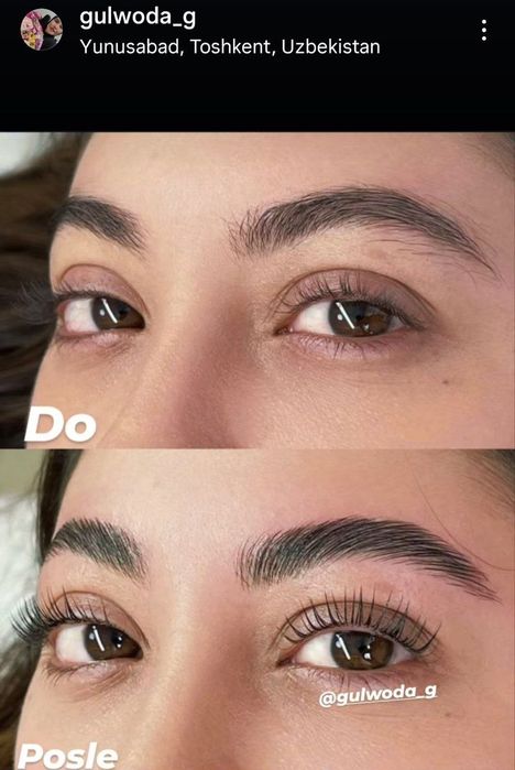 Наращивания ресниц 100 150 мингдан и ламинация бровей