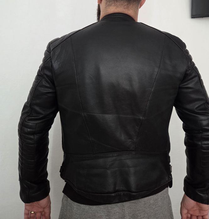 Geaca de piele pentru motor cu protecții soft