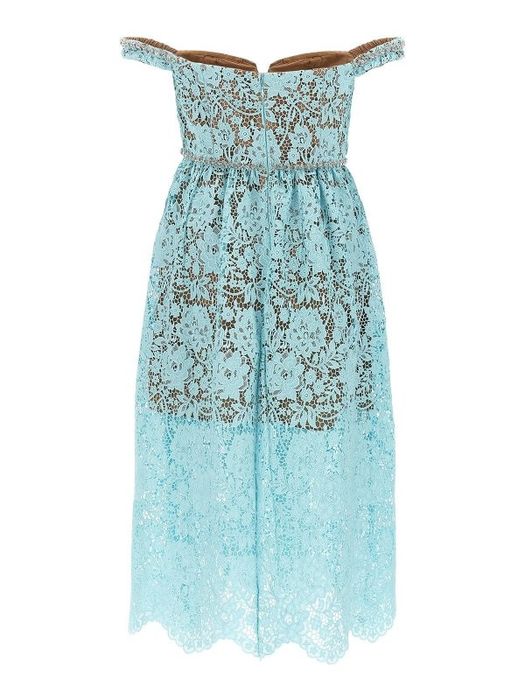 Рокля Self-portrait S/XS/UK8 синя дантела официална midi корсет криста