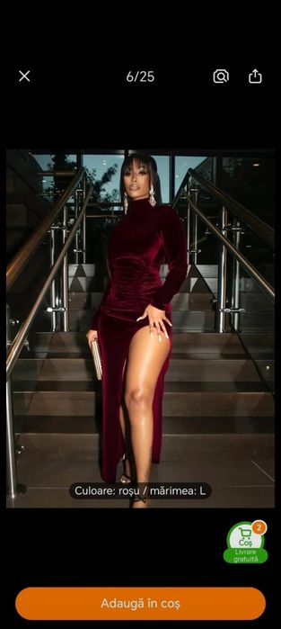 Rochie catifea cu guler