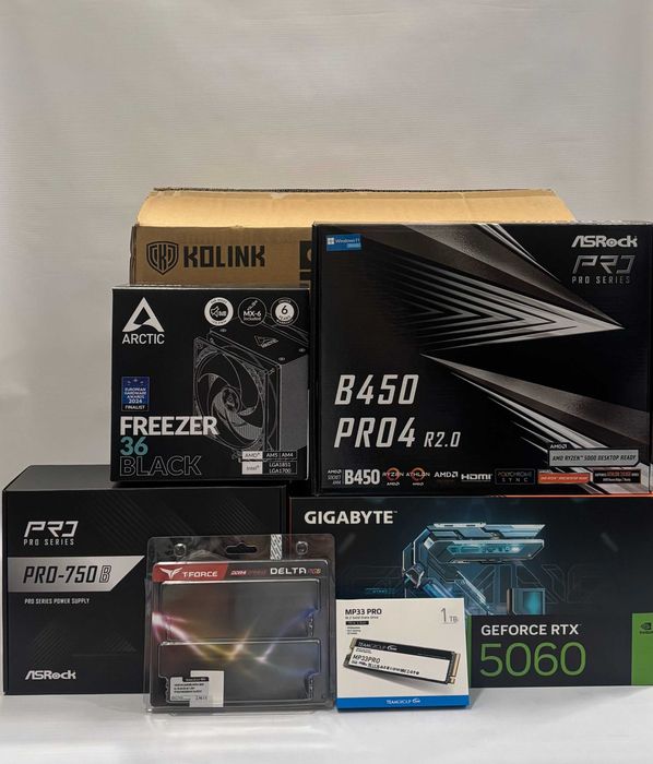 Геймърски компютър AMD Ryzen 7 5700X, RTX 5060 8GB, 16GB ram