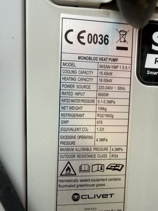Термопомпа Clivet 16 kW – монооблок