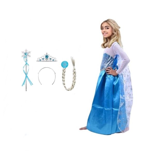 Set rochie si trei accesorii Elsa Frozen, 7-9 ani, Carnaval