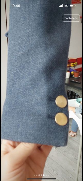 Palton scurt Zara albastru cu gluga Mărimea S