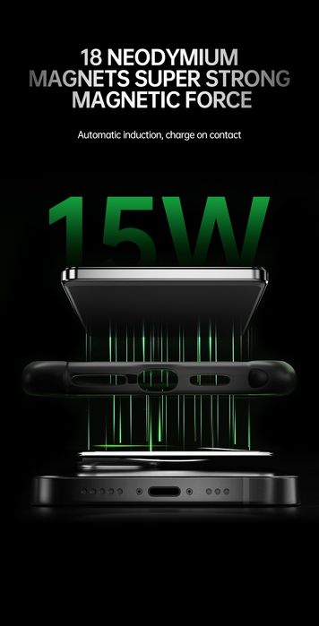 Baterie Externa Wireless MagSafe, Incarcare Rapida 20W Apple Watch, Suport Pliabil din Aluminiu, Display Digital LED, Design Slim Ultra-Subtire