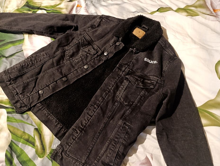 Роскошная фирменная мужская джинсовая дублёнка-куртка