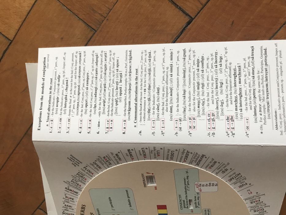 Discheta verbelor The spin disck of verbs in Romanian Language