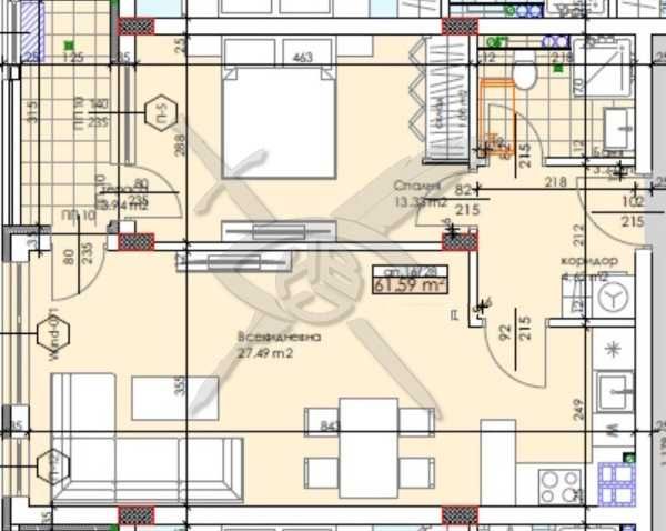 Двустаен апартамент - кв. Тракия - 92820