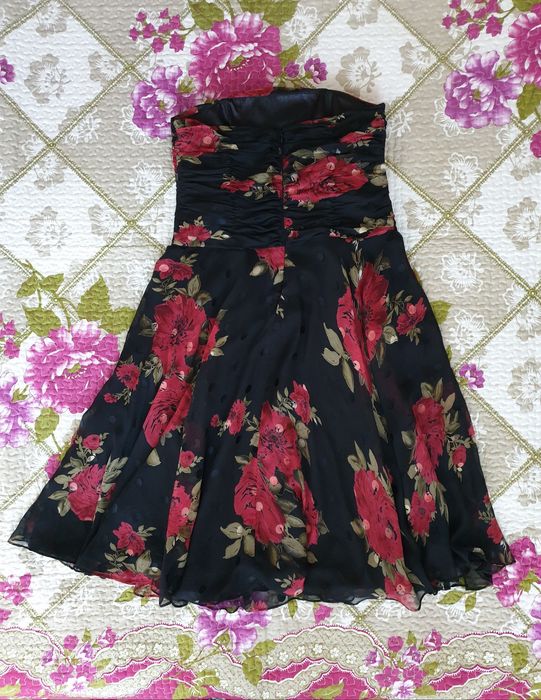 Rochie matase naturala ocazie volane midi print floral
