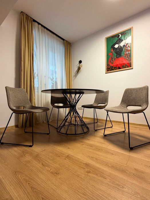 4 Scaune dining stil industrial maro/negru