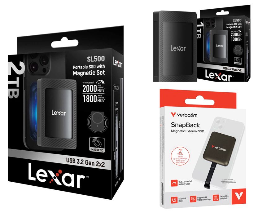 Внешний SSD Lexar SL500 Magnetic Set 1-2 Tb / Verbatim /Доставка 24/7