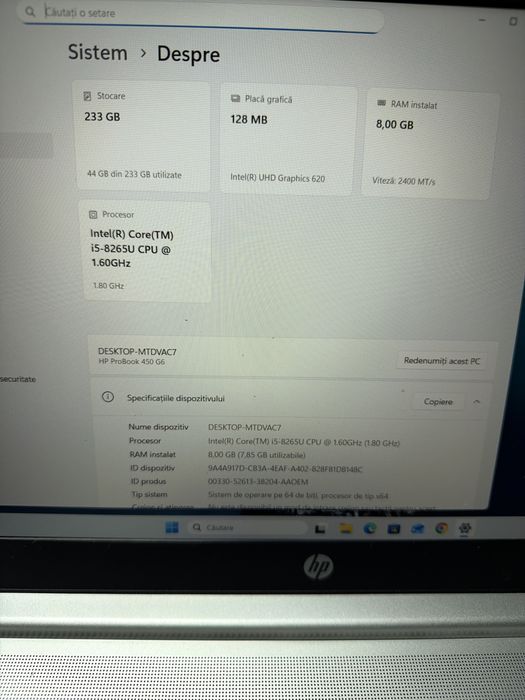 Laptop HP Probook 450 g6 i5 8gen 8g 256g nvme 15.6 Fullhd