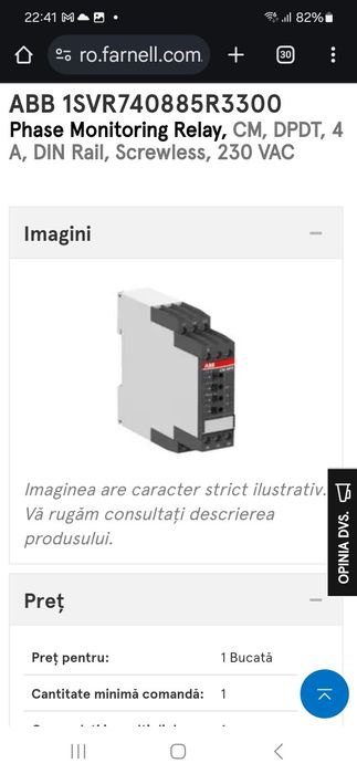 Releu monitorizare faze, trifazic, industrial, ABB 1SVR740885R3300