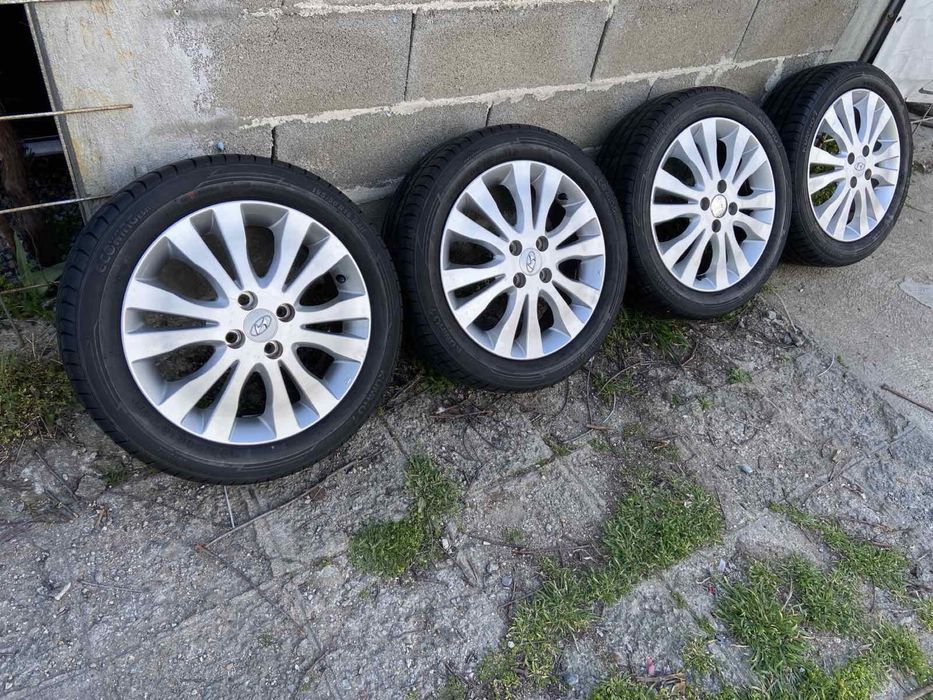 4бр. Алуминиеви джанти с нови гуми  195/50 R16 цола  Hyundai, Kia 4x100