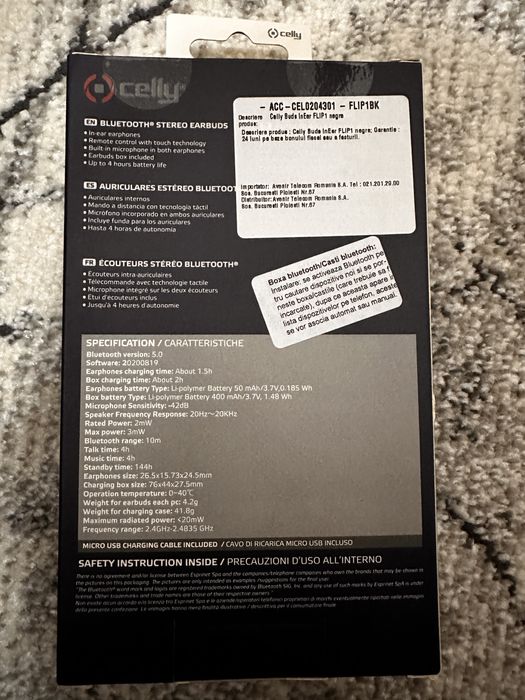 Casti fara fir Celly Flip1