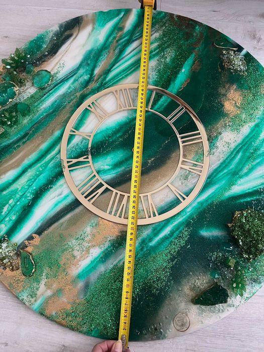 Tablou-ceas din rășină 70X70 ALB Resin Art