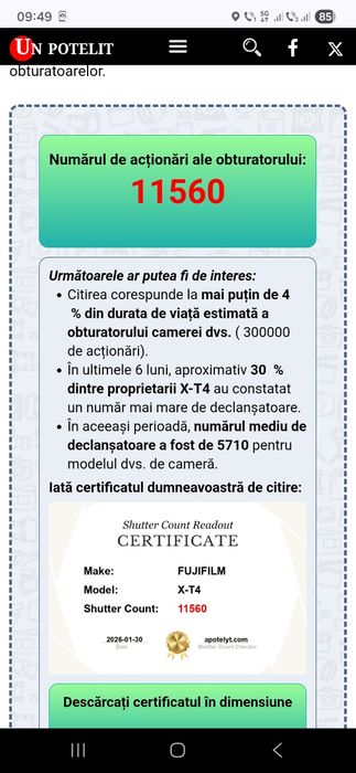 Obiectiv fujifilm sirui 75,16mm
