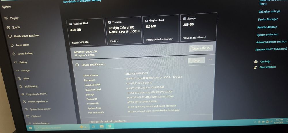 Laptop hp 17 inch