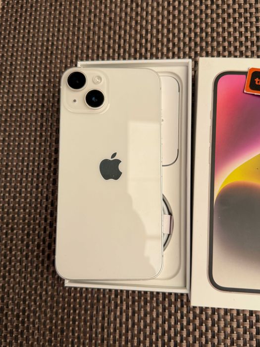 100% БАТЕРИЯ! iPhone 14  Лизинг от 18€/мес  starloght white  128Gb - бял