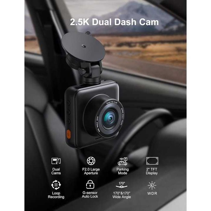 CocoBear 2.5K предна и задна даш камера за автомобил с 32G SD карта