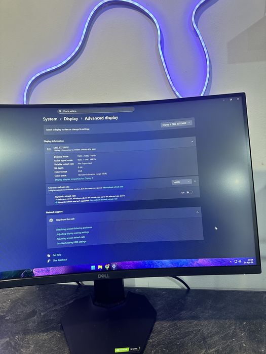 Monitor Dell S2721HGF curbat 144Hz – stare impecabilă, ca nou